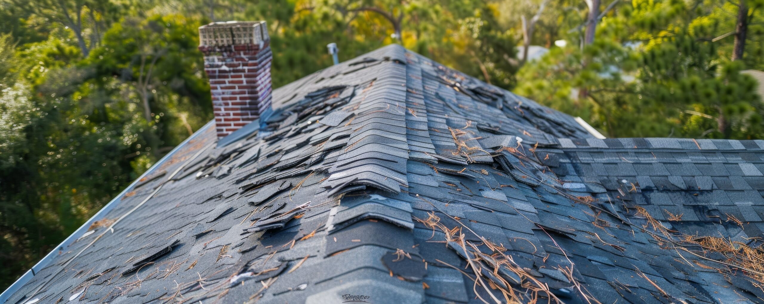 residential roof with significant shingle damage