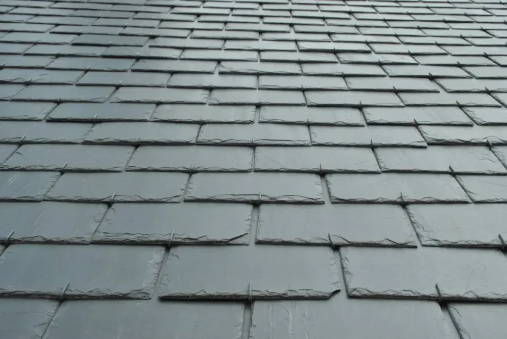 Slate stone roofing material.