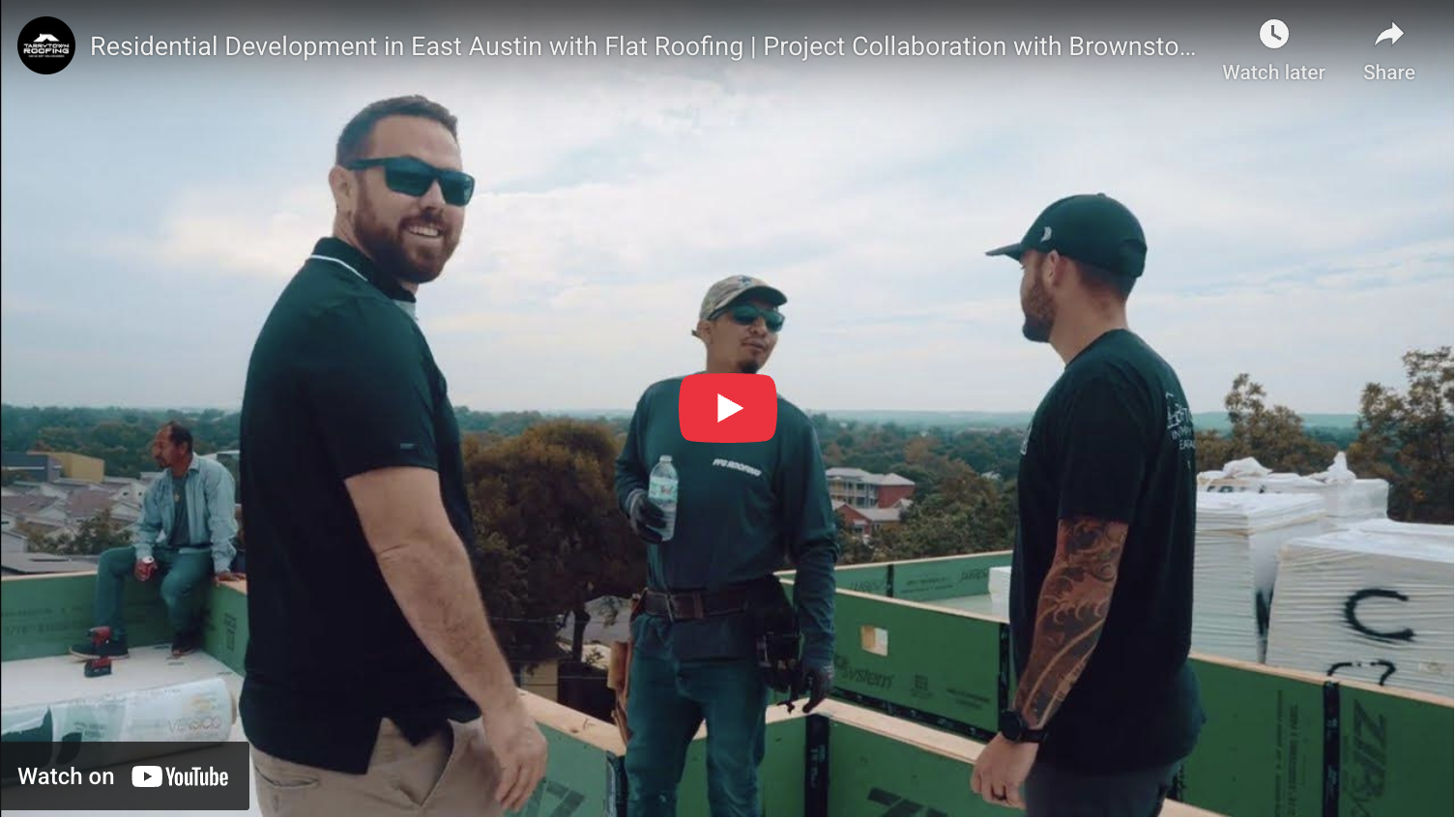 Youtube still " Residential Development in East Austin with Flat Roofing | Project Collaboration with Brownstone CI"