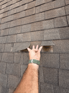 Brittle Shingle, lifted shingles